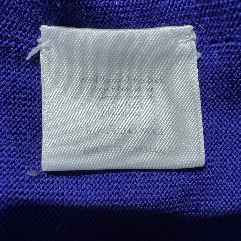 Eileen Fisher Sweater Womens Small Purple 100% Merino Wool Lightweight Knit Hole